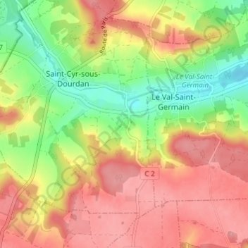 Mapa topográfico Les Loges, altitud, relieve