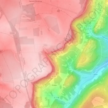 Mapa topográfico Orches, altitud, relieve