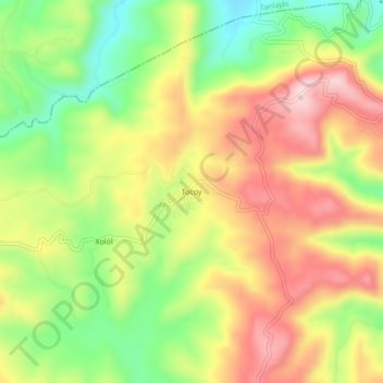 Mapa topográfico Tocoy, altitud, relieve