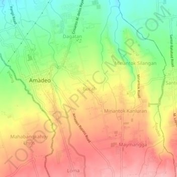 Mapa topográfico Bucal, altitud, relieve