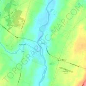 Mapa topográfico Tuthill, altitud, relieve