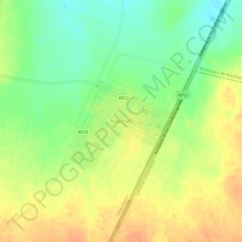 Mapa topográfico Naschel, altitud, relieve