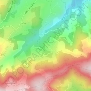 Mapa topográfico Casson, altitud, relieve