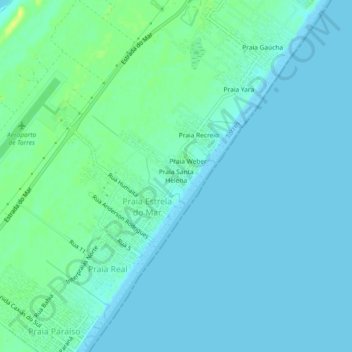 Mapa topográfico Praia Santa Helena, altitud, relieve