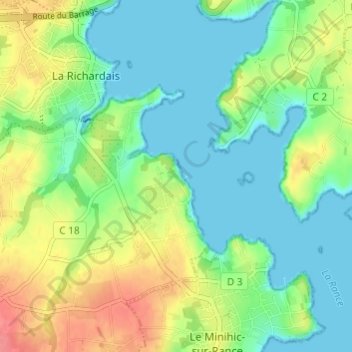 Mapa topográfico Jouvente, altitud, relieve