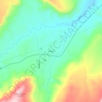 Mapa topográfico Coyote, altitud, relieve