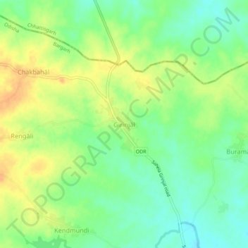 Mapa topográfico Grinjel, altitud, relieve