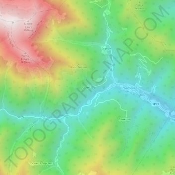 Mapa topográfico Cialancia, altitud, relieve