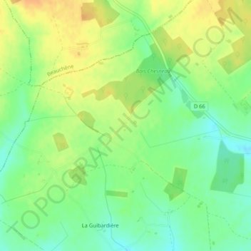 Mapa topográfico La Champignelle, altitud, relieve