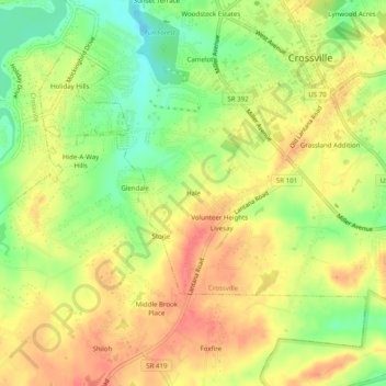 Mapa topográfico Hale, altitud, relieve