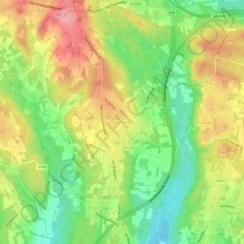 Mapa topográfico Veruno, altitud, relieve