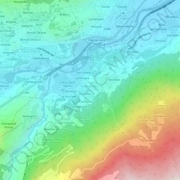 Mapa topográfico Le Bettex, altitud, relieve