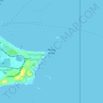 Mapa topográfico Phillip Point, altitud, relieve