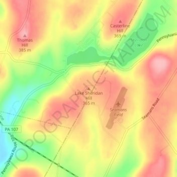 Mapa topográfico Lake Sheridan Hill, altitud, relieve
