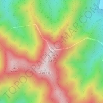 Mapa topográfico Clear Spot Lookout, altitud, relieve