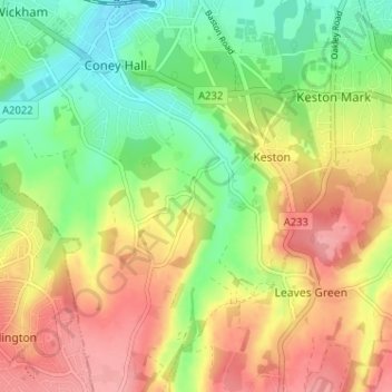 Mapa topográfico Nash, altitud, relieve