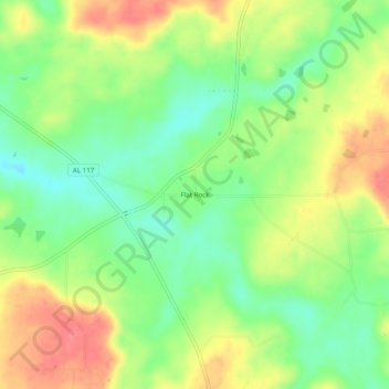 Mapa topográfico Flat Rock, altitud, relieve
