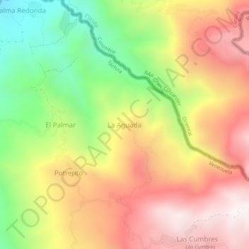 Mapa topográfico La Aguada, altitud, relieve