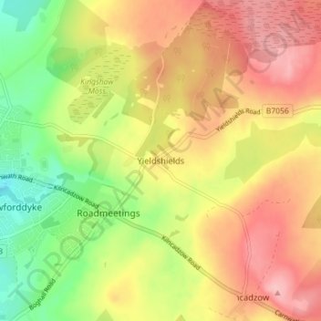 Mapa topográfico Yieldshields, altitud, relieve