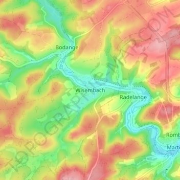 Mapa topográfico Wisembach, altitud, relieve