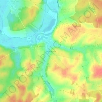 Mapa topográfico Le Moutherot, altitud, relieve