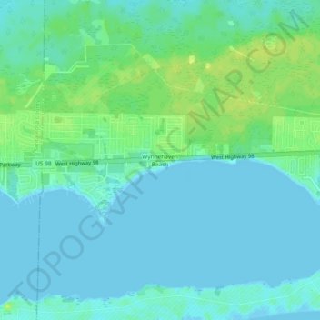 Mapa topográfico Wynnehaven Beach, altitud, relieve