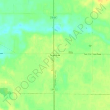 Mapa topográfico Sugar Grove, altitud, relieve