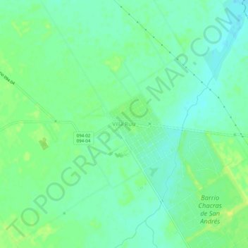 Mapa topográfico Villa Ruiz, altitud, relieve