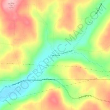 Mapa topográfico Page Brook, altitud, relieve