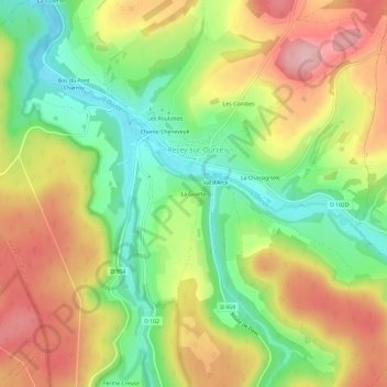 Mapa topográfico La Guette, altitud, relieve