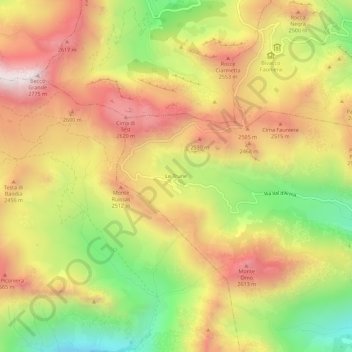 Mapa topográfico Le Trune, altitud, relieve