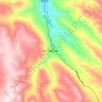 Mapa topográfico Tarmatambo, altitud, relieve
