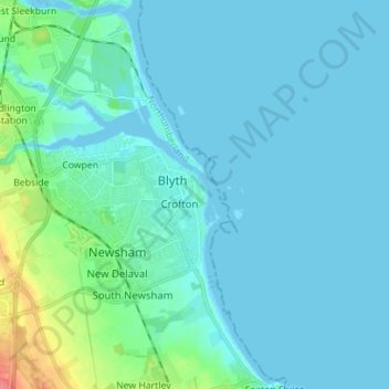 Mapa topográfico Blyth, altitud, relieve