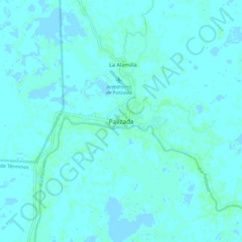 Mapa topográfico Palizada, altitud, relieve