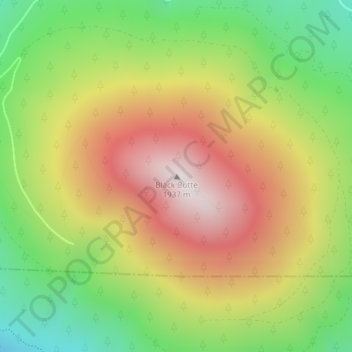 Mapa topográfico Black Butte, altitud, relieve