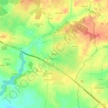 Mapa topográfico Trémeret, altitud, relieve