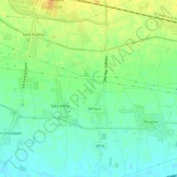 Mapa topográfico San Carlo, altitud, relieve