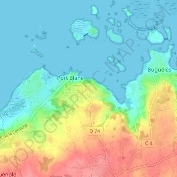 Mapa topográfico Lannec Ty Gard, altitud, relieve