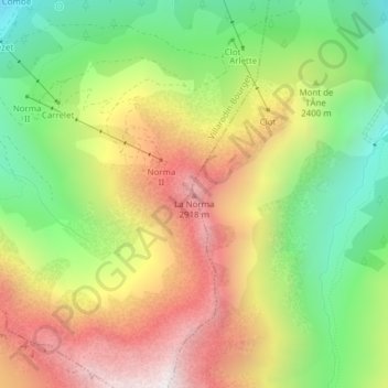 Mapa topográfico La Norma, altitud, relieve