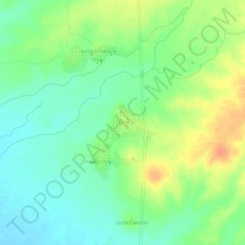 Mapa topográfico Htone Bo, altitud, relieve