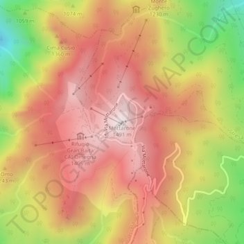 Mapa topográfico Mottarone, altitud, relieve