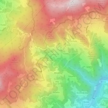 Mapa topográfico Serpiano, altitud, relieve