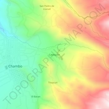 Mapa topográfico Catequilla, altitud, relieve