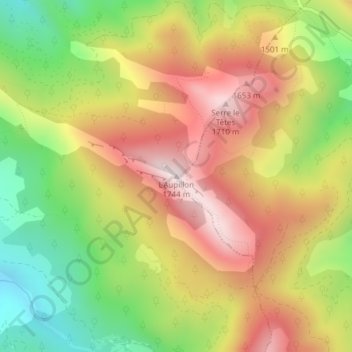 Mapa topográfico L'Aupillon, altitud, relieve