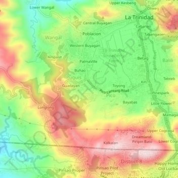 Mapa topográfico Wayside, altitud, relieve