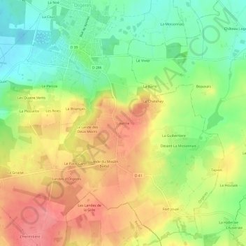 Mapa topográfico Lourme, altitud, relieve