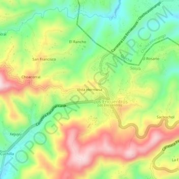 Mapa topográfico Vista Hermosa, altitud, relieve