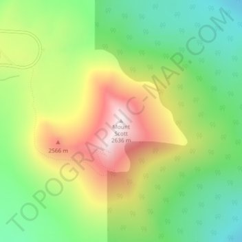 Mapa topográfico Mount Scott, altitud, relieve