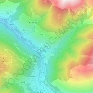 Mapa topográfico Vilac, altitud, relieve