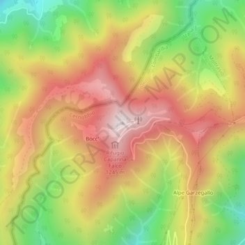 Mapa topográfico Monte Bisbino, altitud, relieve